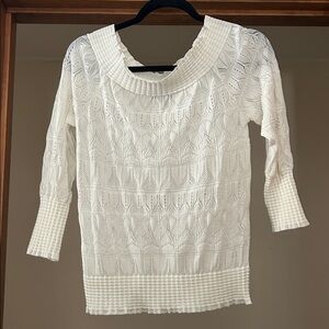 Express Ivory Textured Off shoulder Knit Top, Small